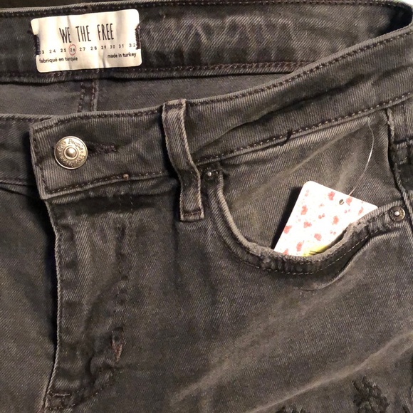 GORGEOUS Embroidered Free People Gray Jeans - Picture 6 of 7